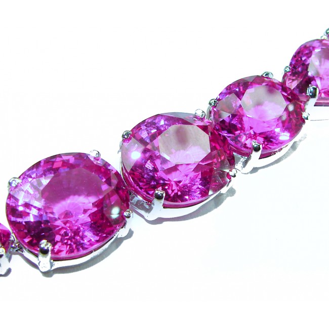 Giovanna - 155 carat Fuchsia Pink Sapphire .925 Sterling Silver handmade Bracelet