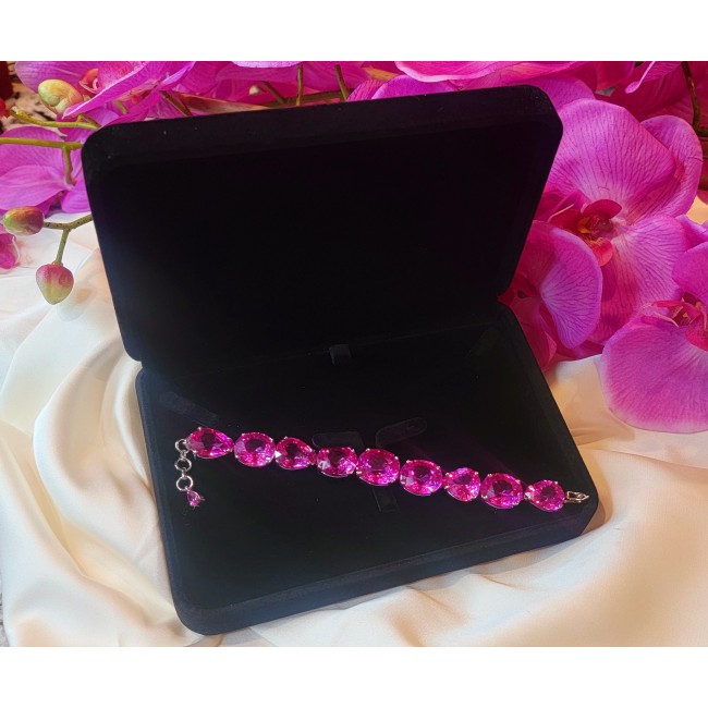 Giovanna - 155 carat Fuchsia Pink Sapphire .925 Sterling Silver handmade Bracelet