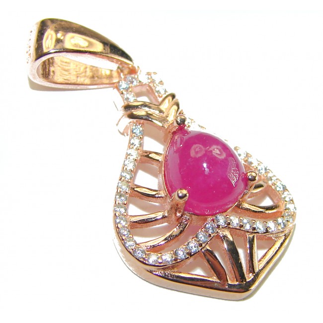 Excellent quality 3.6 Ruby 14K Rose Gold over .925 Sterling Silver handmade Pendant