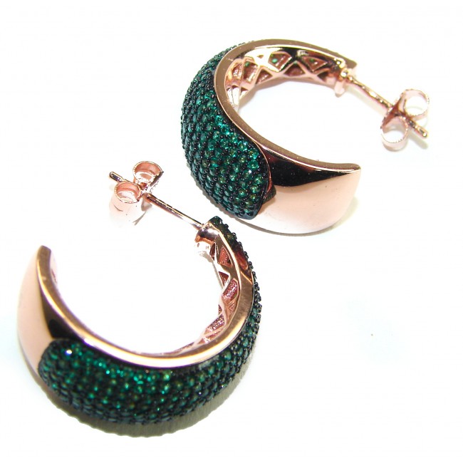 Truly Spectacular 18.5 carat Emerald 14K Rose Gold over .925 Sterling Silver handmade Earrings