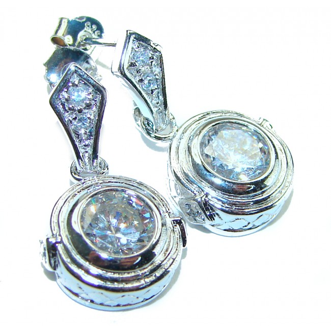 Graceful 3.6 carat White Topaz .925 Sterling Silver handcrafted Earrings