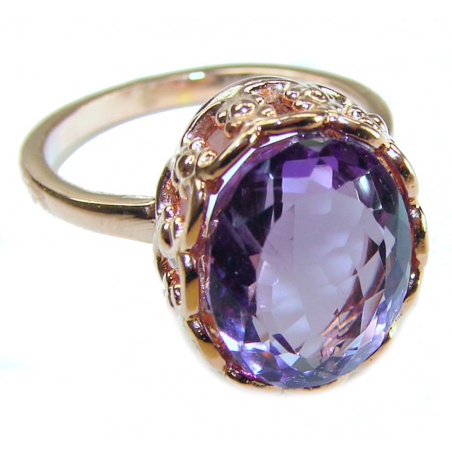 Dramatic design 8.8 carat Amethyst 14K Gold over .925 Sterling Silver Handcrafted Ring size 9 1/4