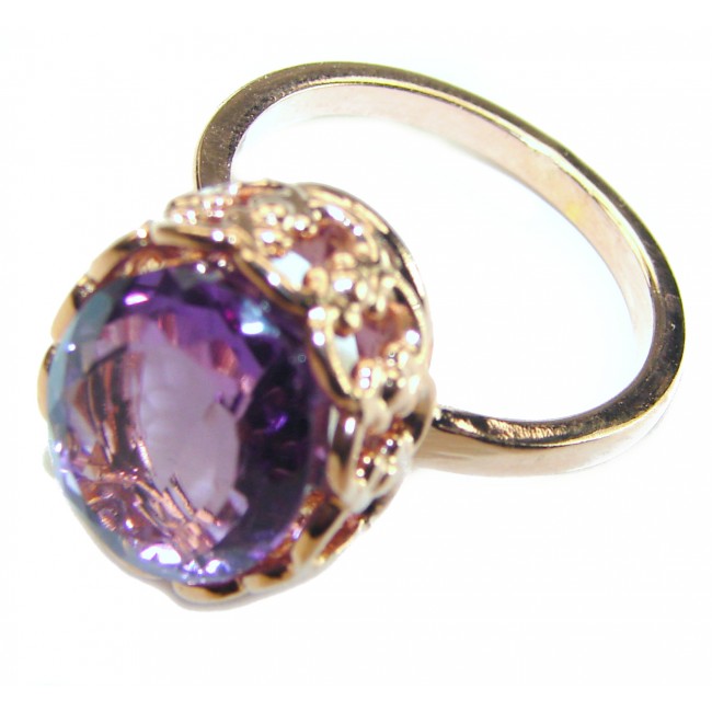 Dramatic design 8.8 carat Amethyst 14K Gold over .925 Sterling Silver Handcrafted Ring size 9 1/4