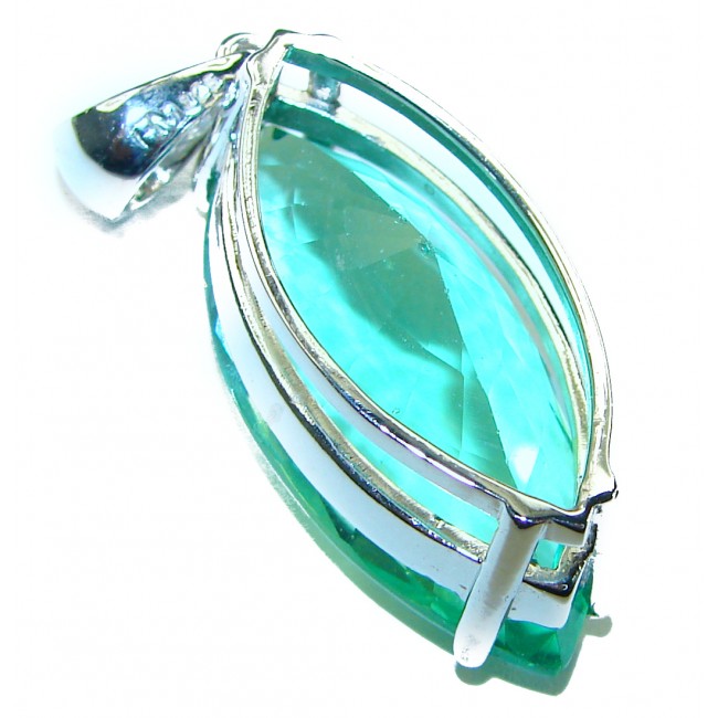 Eau Pure authentic 16.5 carat Aquamarine .925 Sterling Silver Handcrafted pendant