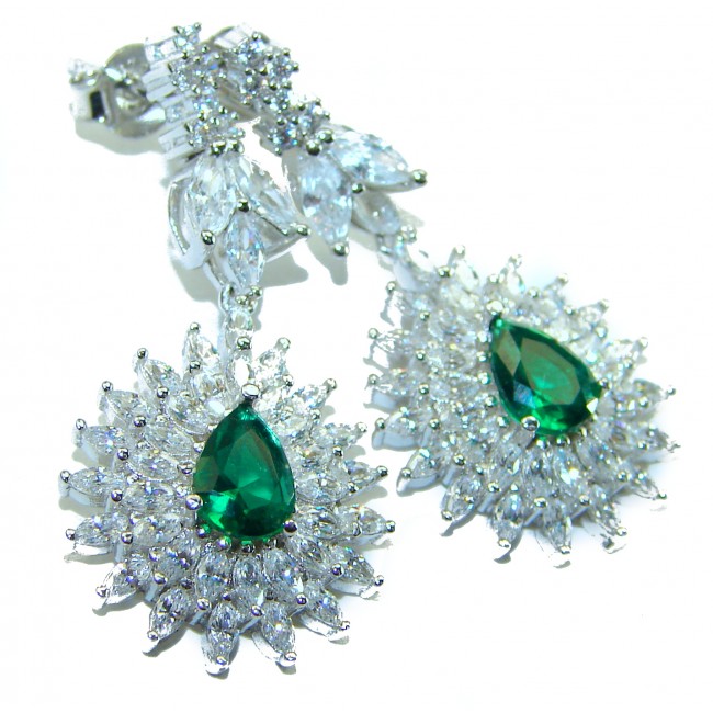 Timless Treasure 3.1 carat Emerald .925 Sterling Silver handcrafted Earrings