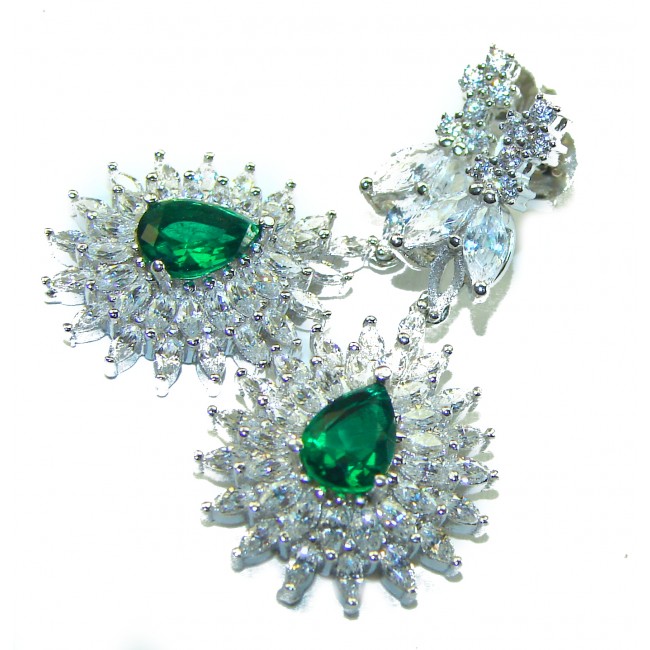 Timless Treasure 3.1 carat Emerald .925 Sterling Silver handcrafted Earrings