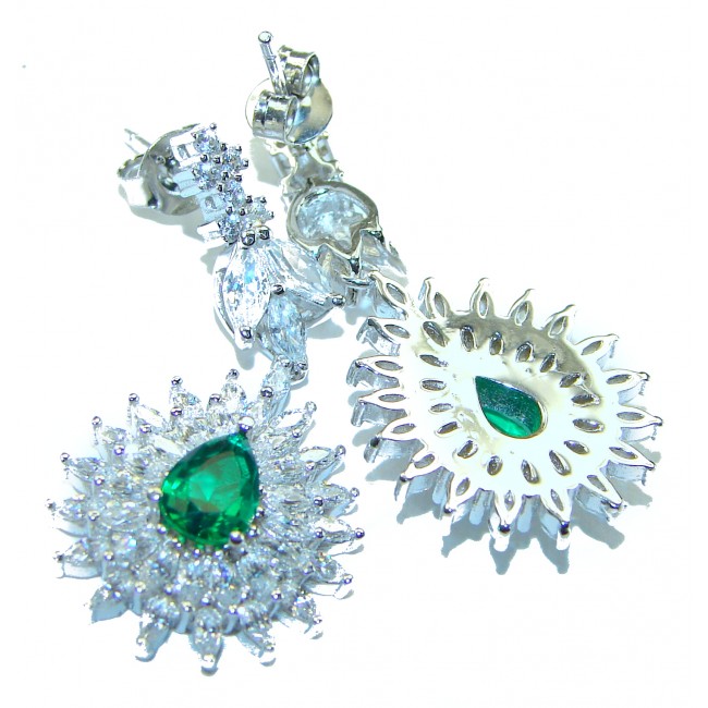 Timless Treasure 3.1 carat Emerald .925 Sterling Silver handcrafted Earrings