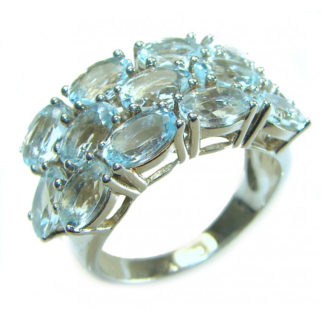 Divine Beauty 18.5 carat Aquamarine .925 Sterling Silver Handcrafted Ring size 7 1/4