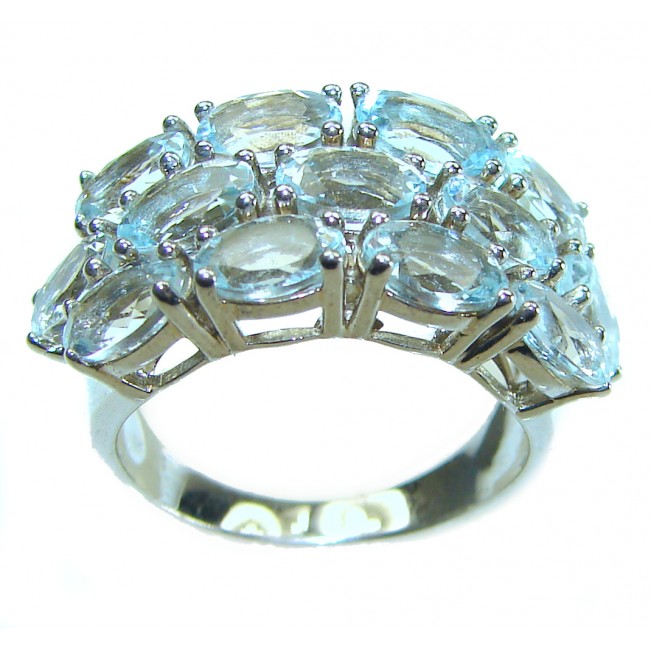 Divine Beauty 18.5 carat Aquamarine .925 Sterling Silver Handcrafted Ring size 7 1/4