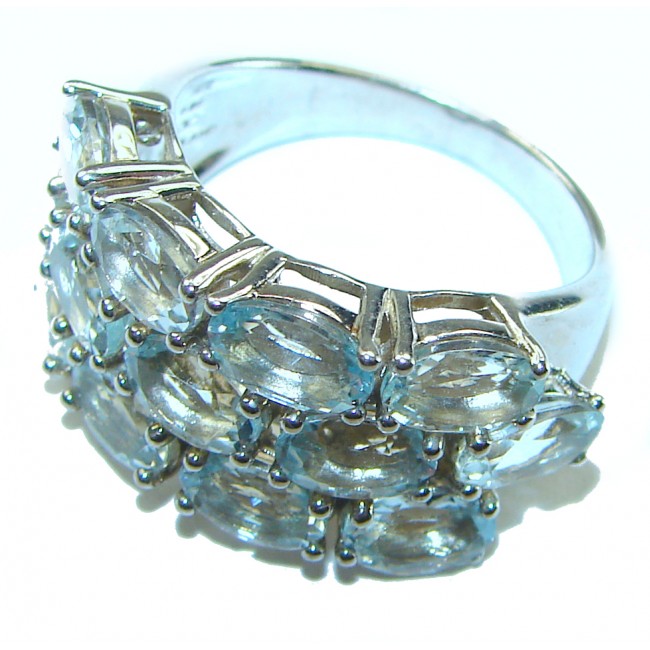 Divine Beauty 18.5 carat Aquamarine .925 Sterling Silver Handcrafted Ring size 7 1/4