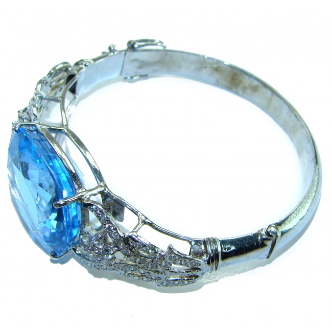 Seaside Precious 55.5 carat Natural Swiss Blue Topaz .925 Sterling Silver handcrafted Bracelet