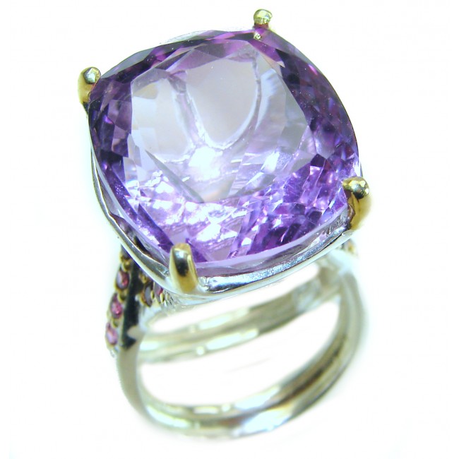 Dramatic design 16.8 carat Amethyst .925 Sterling Silver Handcrafted Ring size 8