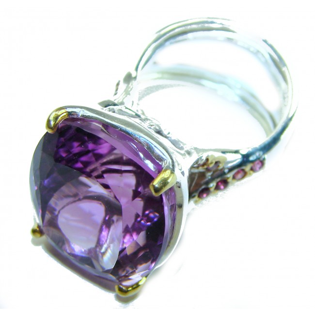 Dramatic design 16.8 carat Amethyst .925 Sterling Silver Handcrafted Ring size 8