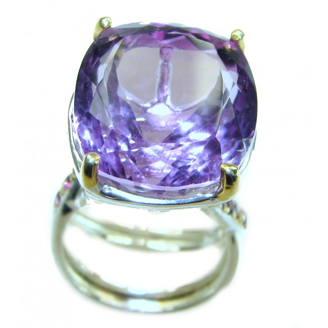 Dramatic design 16.8 carat Amethyst .925 Sterling Silver Handcrafted Ring size 8