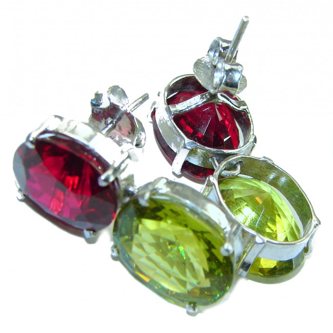 EVA authentic 16.9 carat Peridot Garnet .925 Sterling Silver handmade earrings