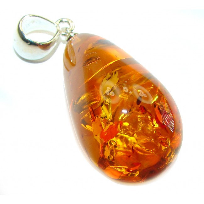 Honay Drop authentic Baltic Amber .925 Sterling Silver handmade Pendant