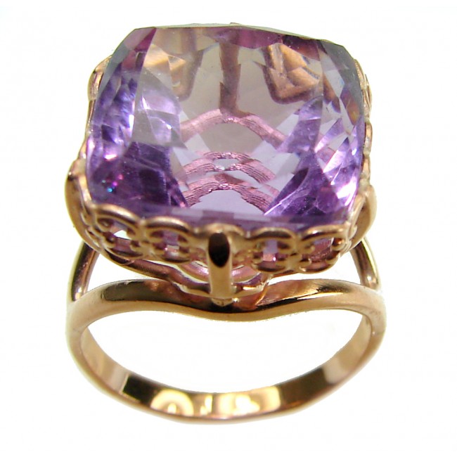 Dramatic design 12.8 carat Amethyst 14K Gold over .925 Sterling Silver Handcrafted Ring size 7