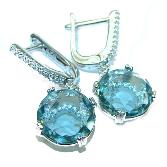 Precious 9.5 carat AQUAMARINE .925 Sterling Silver Handcrafted earrings