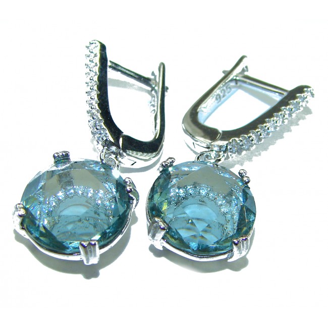 Precious 9.5 carat AQUAMARINE .925 Sterling Silver Handcrafted earrings