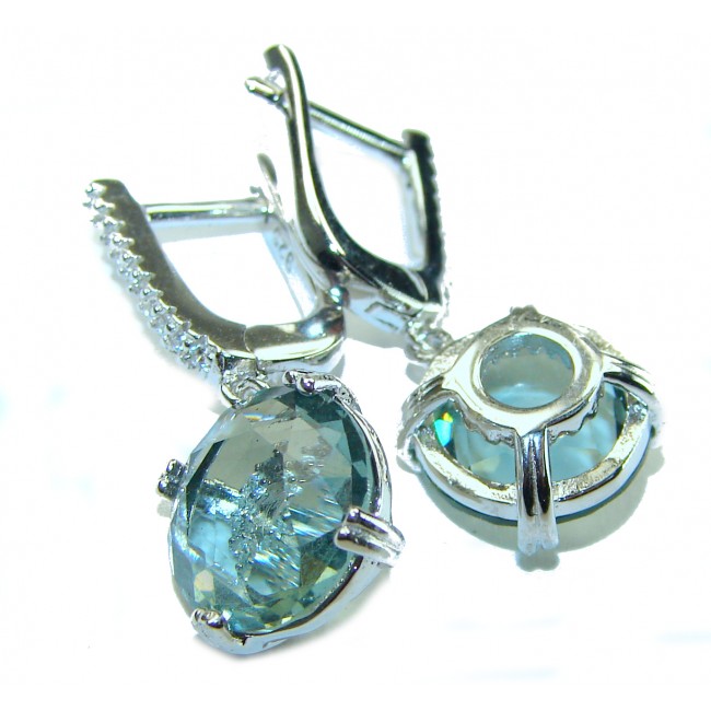 Precious 9.5 carat AQUAMARINE .925 Sterling Silver Handcrafted earrings