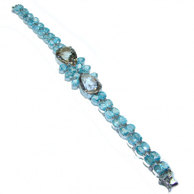 Giovanna 24.5 carat Champagne Smoky Topaz .925 Sterling Silver Oversized Statement Bracelet