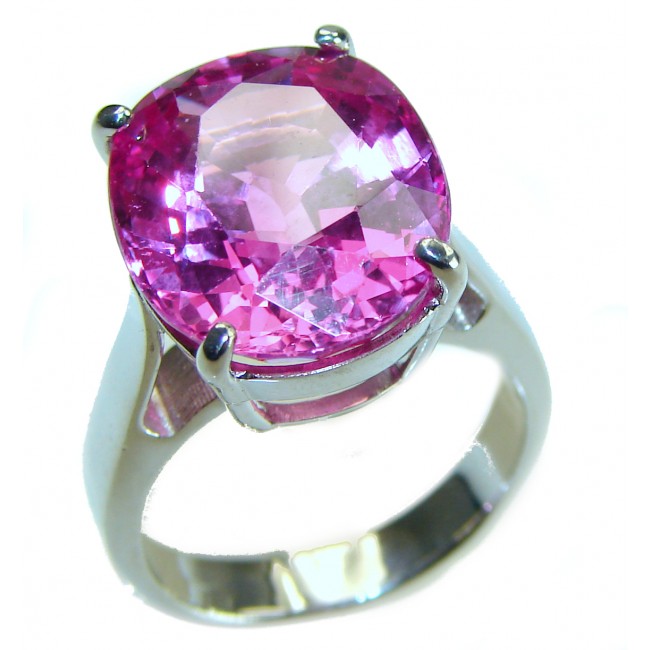 Blooming Orchid 12.5 carat OVAL cut Pink Sapphire .925 Silver handcrafted Cocktail Ring s. 7