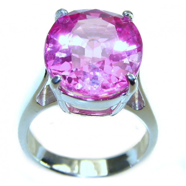 Blooming Orchid 12.5 carat OVAL cut Pink Sapphire .925 Silver handcrafted Cocktail Ring s. 7