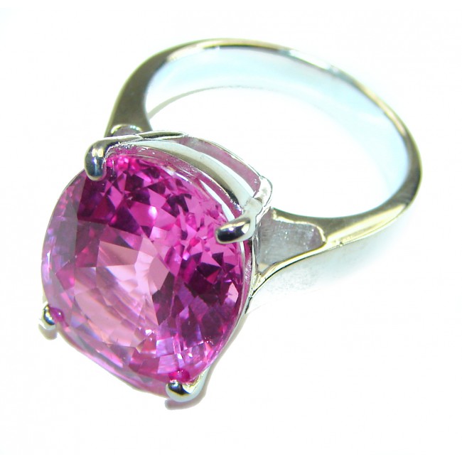 Blooming Orchid 12.5 carat OVAL cut Pink Sapphire .925 Silver handcrafted Cocktail Ring s. 7