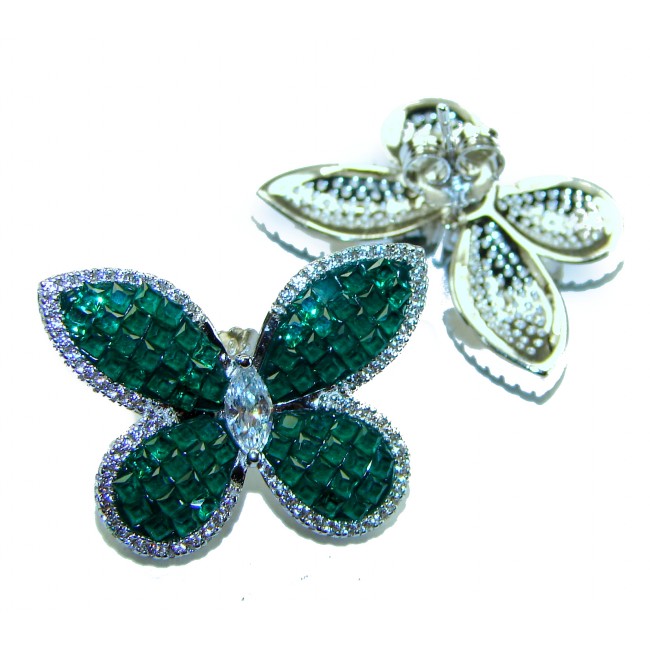 Incredible Butterflies genuine Emerald .925 Sterling Silver handcrafted Earrings