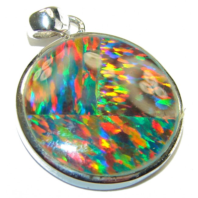 15.5 carat Australian Doublet Opal .925 Sterling Silver handcrafted pendant