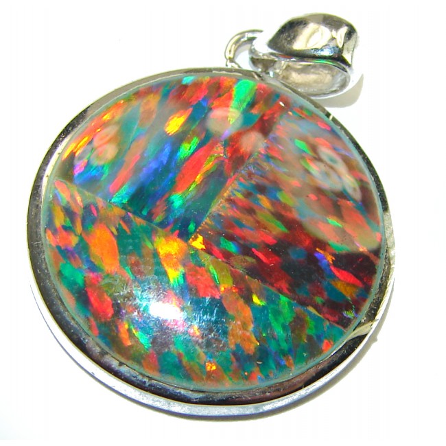 15.5 carat Australian Doublet Opal .925 Sterling Silver handcrafted pendant