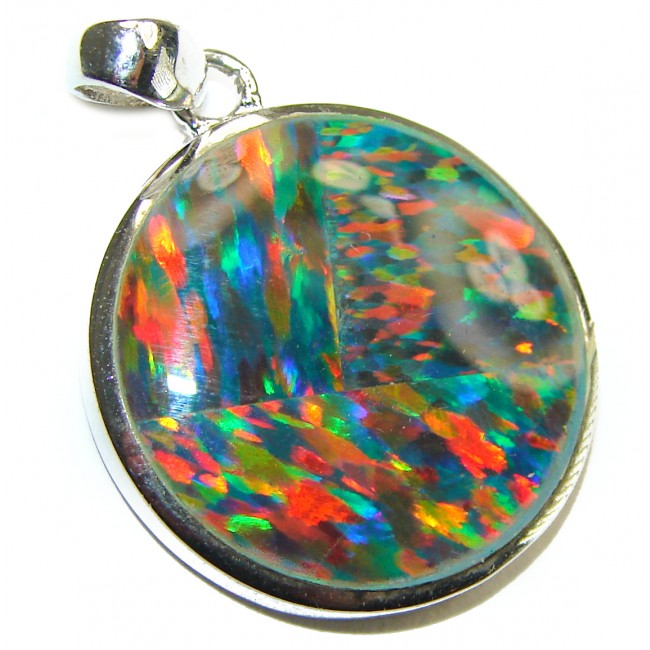 15.5 carat Australian Doublet Opal .925 Sterling Silver handcrafted pendant