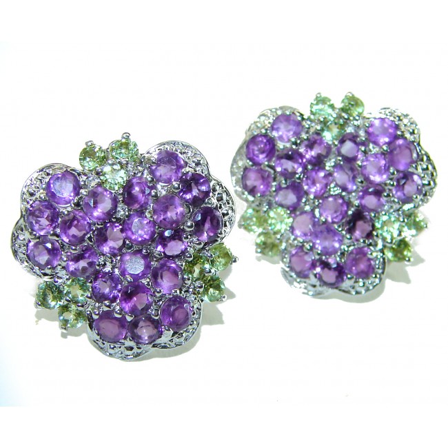 Allure 12.5 carat Natural Amethyst .925 Sterling Silver handcrafted earrings