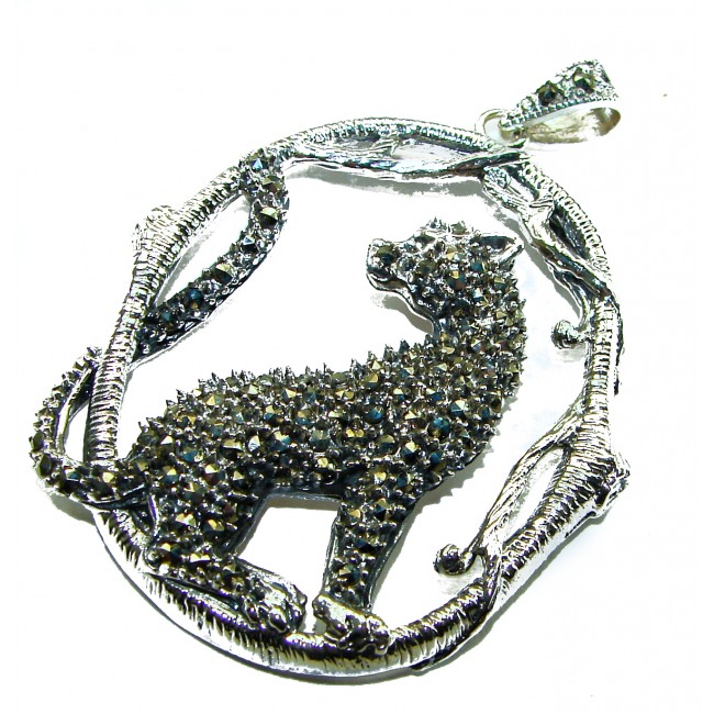 Wild Panther Marcasite .925 Sterling Silver handmade Pendant