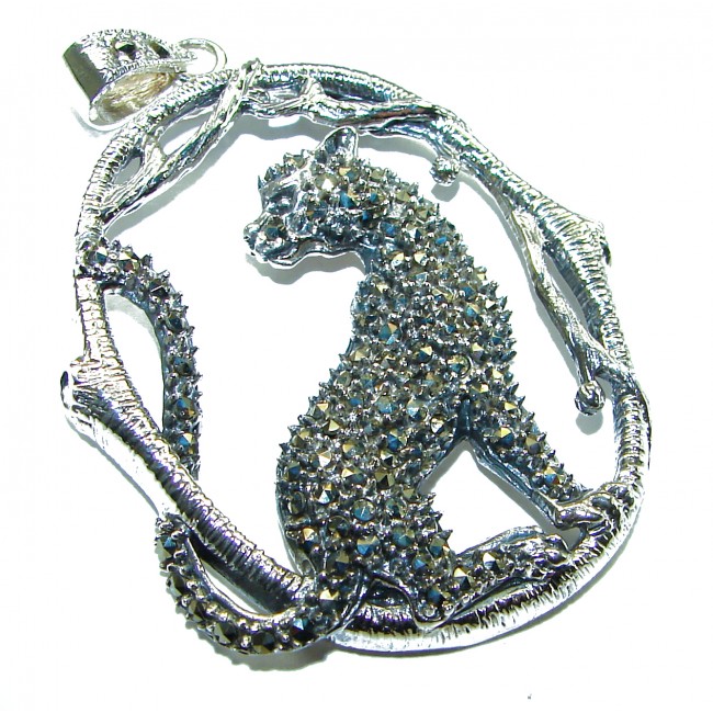 Wild Panther Marcasite .925 Sterling Silver handmade Pendant