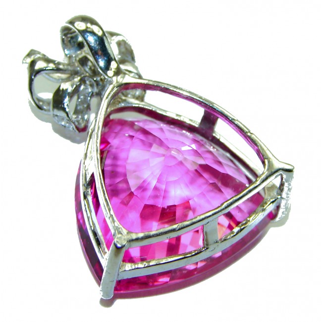 Luxurious Bow Pear cut 25.4 carat Pink Sapphire .925 Sterling Silver handcrafted pendant