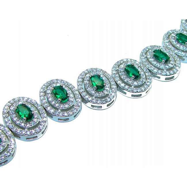 Alessia authentic 18.5 carat Colombian Emerald 14K White Gold over .925 Sterling Silver handmade Bracelet