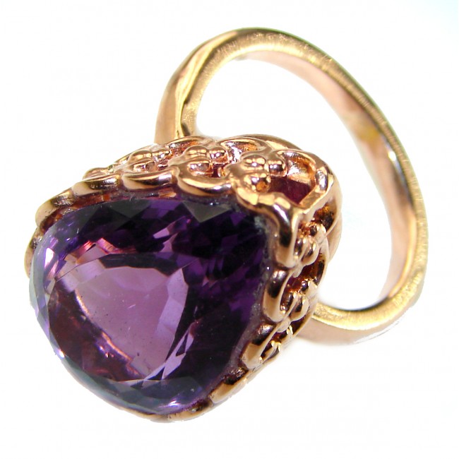 Dramatic design 8.8 carat Amethyst 14K Gold over .925 Sterling Silver Handcrafted Ring size 7