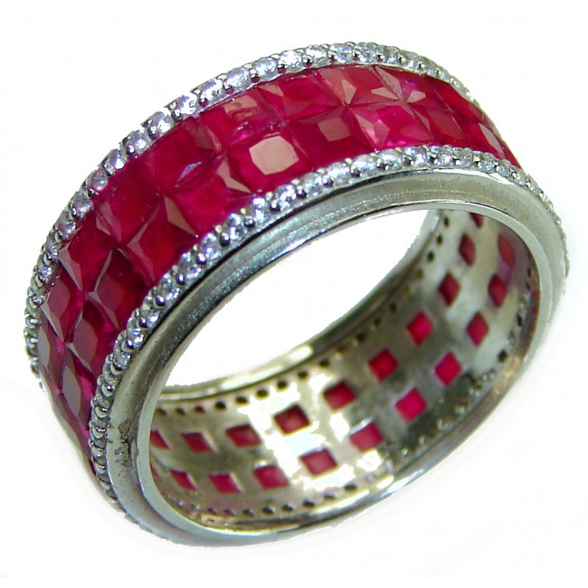 Born to Glam authentic Ruby .925 Silver handcrafted Eternity Ring s. 6 3/4