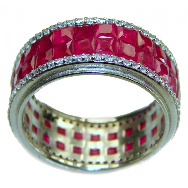 Born to Glam authentic Ruby .925 Silver handcrafted Eternity Ring s. 6 3/4