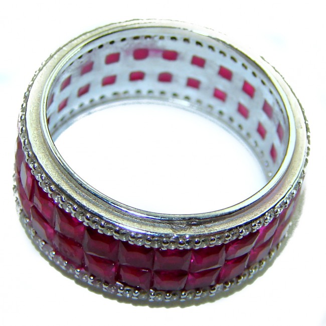 Born to Glam authentic Ruby .925 Silver handcrafted Eternity Ring s. 6 3/4