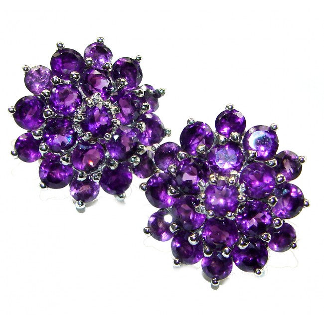 Deep Purple Beauty authentic 12.5 carat Amethyst .925 Sterling Silver handcrafted earrings