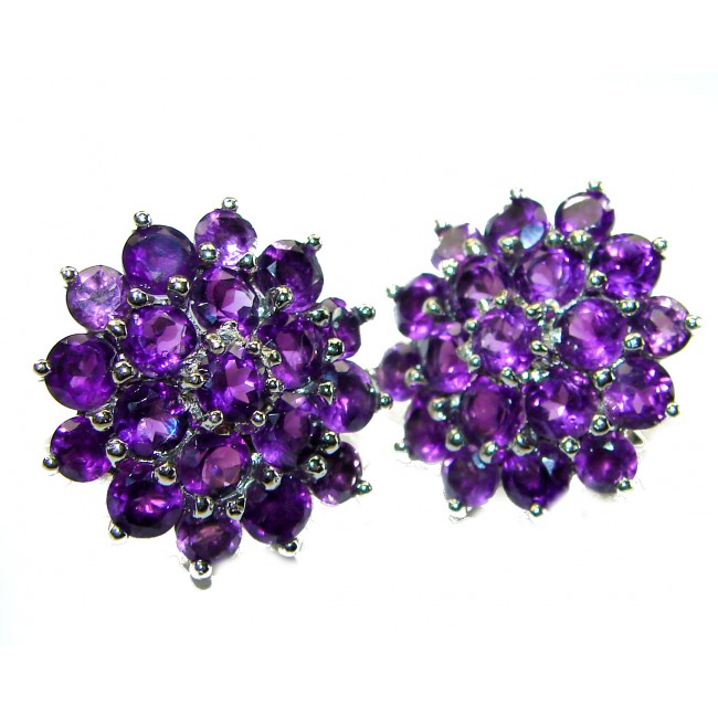 Deep Purple Beauty authentic 12.5 carat Amethyst .925 Sterling Silver handcrafted earrings