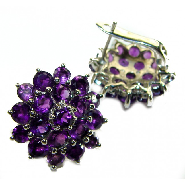 Deep Purple Beauty authentic 12.5 carat Amethyst .925 Sterling Silver handcrafted earrings