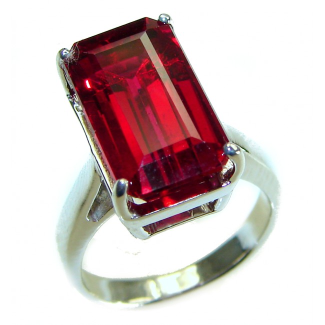 Red Brilliance 9.5 carat Red Topaz .925 Silver handcrafted Cocktail Ring s. 7