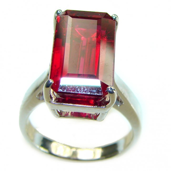 Red Brilliance 9.5 carat Red Topaz .925 Silver handcrafted Cocktail Ring s. 7