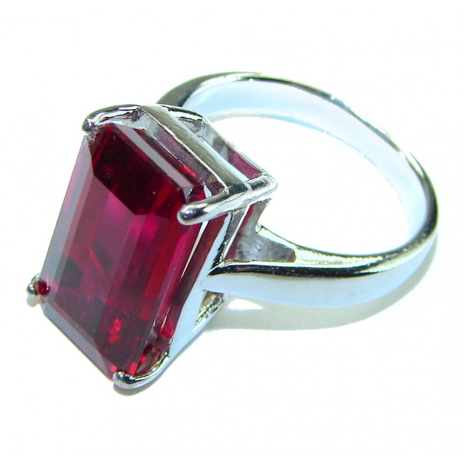 Red Brilliance 9.5 carat Red Topaz .925 Silver handcrafted Cocktail Ring s. 7