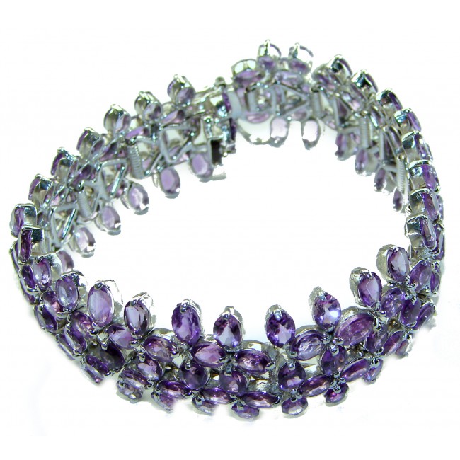 Mademoiselle Vintage style authentic 64.2 carat Amethyst .925 Sterling Silver handcrafted Statement Bracelet