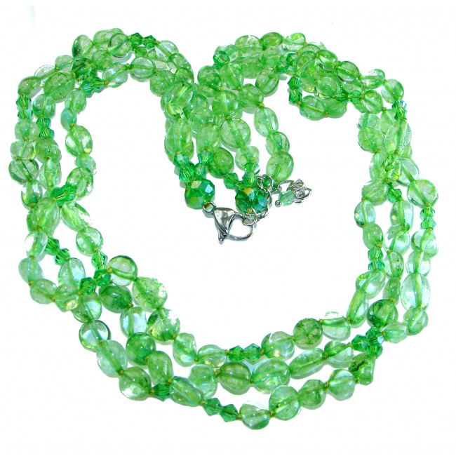 Melissa - Great Masterpiece 142.2 carat genuine Peridot .925 Sterling Silver handmade Statement necklace