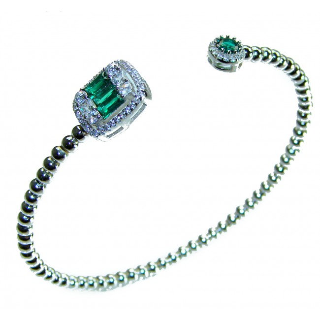 Luxurious natural 4.9 carat Emerald .925 Sterling Silver handmade bangle Bracelet